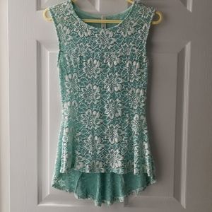 Estam lace floral sleeveless peplum